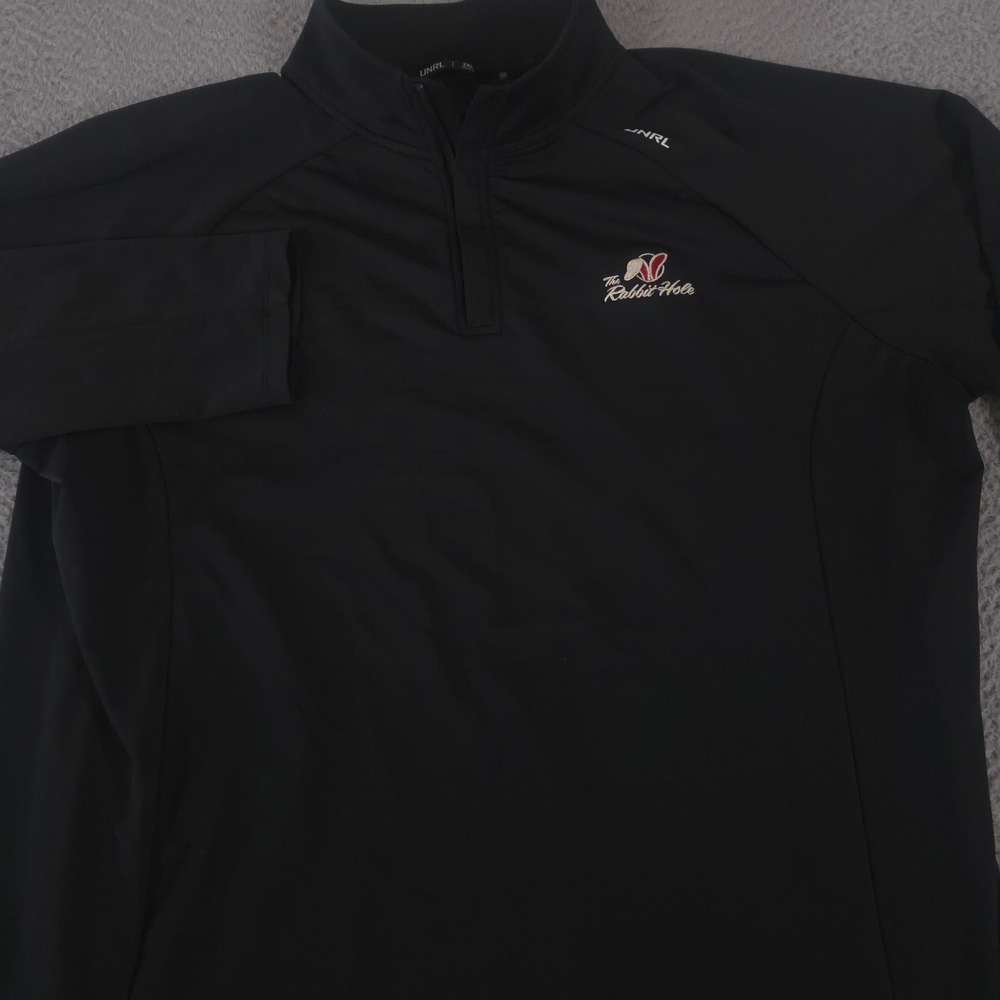 UNRL Pullover Mens 2XL Black The Rabbit Hole Quarter Zip Performance‎ Stretch
